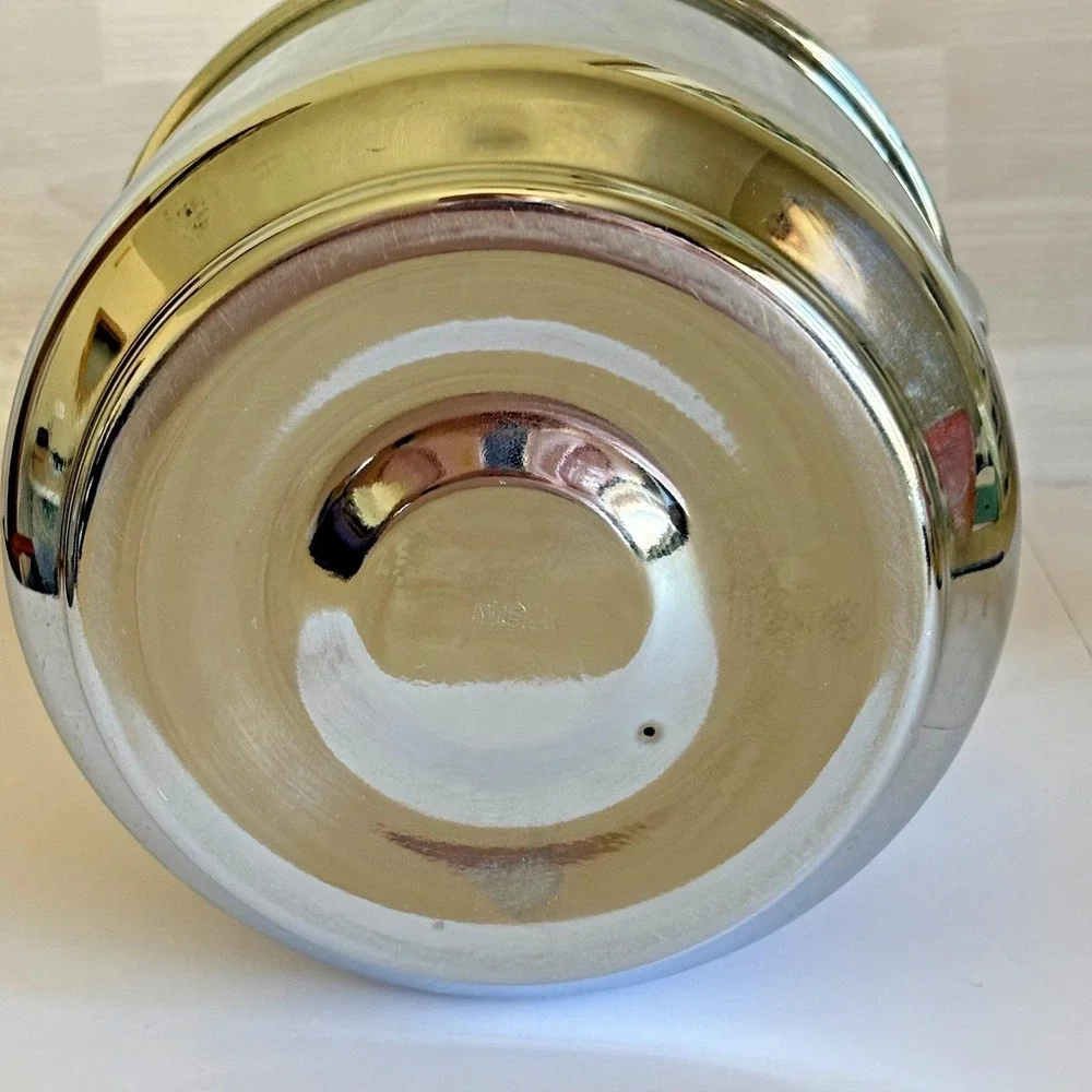 Vintage Keystoneware Pyrex Ice Bucket‎ Chrome Swing Handle Mid Century Barware